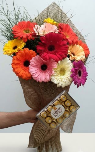 Bouquet de Gerberas com chocolate