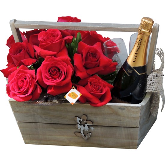 Cesta Rosas Colombianas | Chandon+ 2 Taças
