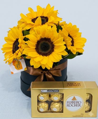 Box Elegance de Girassóis e Ferrero Rocher