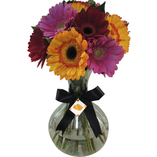 Arranjo Gerberas Coloridas | Vaso Vidro